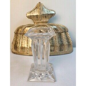 VTG PartyLite Quad Prism 24% Clear Lead Crystal Pedestal Candle Holder & Vase
